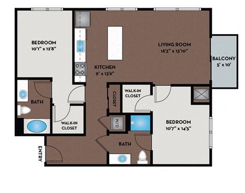 a floor plan of an apartment with a bedroom and a living room